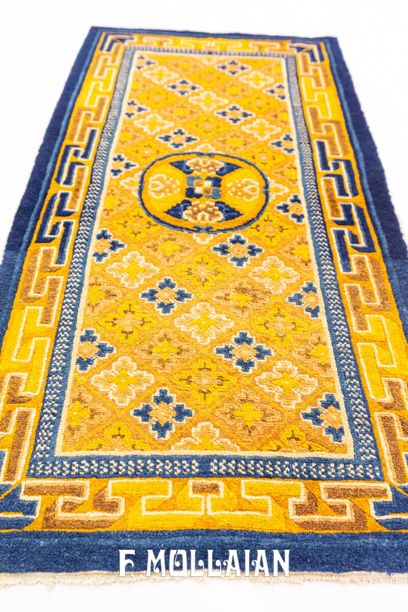 Antique Ningxia Chinese Rug Gold/Blue Tone n°:945089